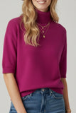 The Q2 Fine Knit Sweater with High Neck and Elbow Length Sleeves