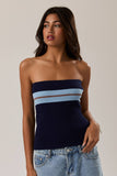 Jenny Stripe Knit Tube Top - Navy/Light Blue