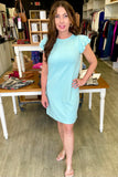 Simply Spring Ruffle Sleeve Solid Tunic Dress - Mint
