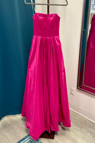 B. Darlin Taffeta Strapless Evening Gown - Hot Fuchsia
