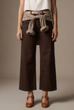 The Q2 Cropped Wide Leg Jeans- Brown