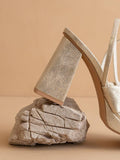 The Zoey Light Gold Knotted Band Platform Heel-  Light Gold