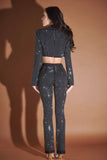 The Boss Rhinestone Pinstripe Cropped Blazer