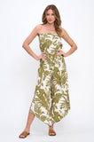 Carrie Leaf Print Strapless Jumpsuit