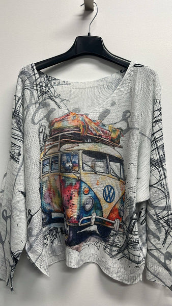 Lurex Multicolor Van Italian Printed Sweater