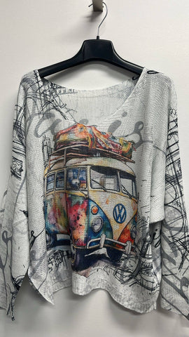 Lurex Multicolor Van Italian Printed Sweater