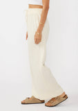Ruffled Waist Washed Linen Cotton Wide-Leg Pant