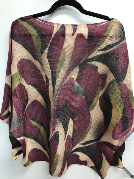 Plum Leaves Italian Knit Printed Sweater