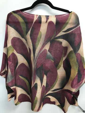 Plum Leaves Italian Knit Printed Sweater