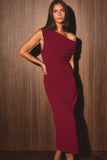 Marli Asymmetrical Shoulder Midi Dress