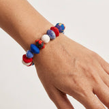 Aasha Bold Patriotic Stretch Kantha Handcrafted Bracelet