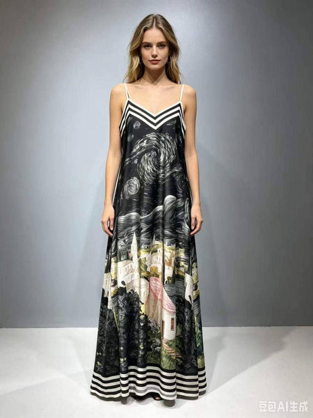 Starry Night Maxi Dress- Black