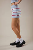 Stacie Striped Sweater Skort- Light Blue/Red