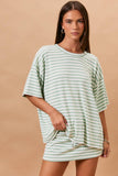 Oversized Round Neck Stripe Tee