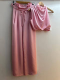 Italian Genie Crop Top & Flowy Pants Set
