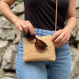 SMALL Cork Zip Top Cross Body Bag | Gold Flecked Cork