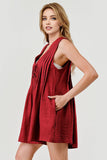 Emmy Pleated Tie Front Gameday Overall Romper