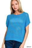 Sara Hollow Knit Sweater- Turquoise