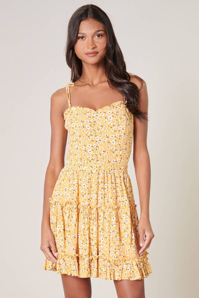 Doreen Daisy Tie Strap Smocked Back Top- Yellow