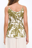Carrie Linen Leaf Print Spaghetti Strap Top