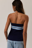 Jenny Stripe Knit Tube Top - Navy/Light Blue