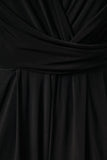V-Neck Elbow Sleeve Surplice Wrap Jumpsuit