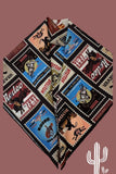 Western Blue Rodeo Horse Stamp Print  Scarf: Multi-Colored