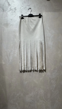Italian One Size Faux Suede Fringe Midi Pencil Skirt