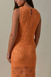 Sleeveless Crochet Effect Cover Up Maxi Dress