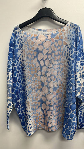 Blue Giraffe Italian Knit Printed Sweater