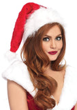 Plush Velvet Santa Hat: Red/White / One Size