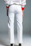 The Q2 High Waisted Jeans with Flared Leg and Pocket Detail