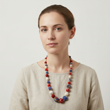 Aasha Cascade Patriotic Kantha & Handcrafted Necklace
