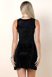 Tatiana Rhinestone Striped Round Neck Top