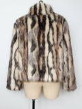 Classic Color-Block Faux Fur Jacket - Animal Stripe