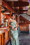 The Tuscany Italian Satin Dress with Scarf