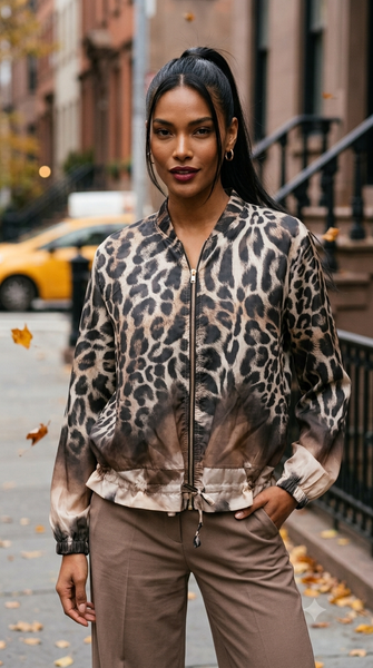 Lightweight Leopard Print Tencel Jacket- Leopard