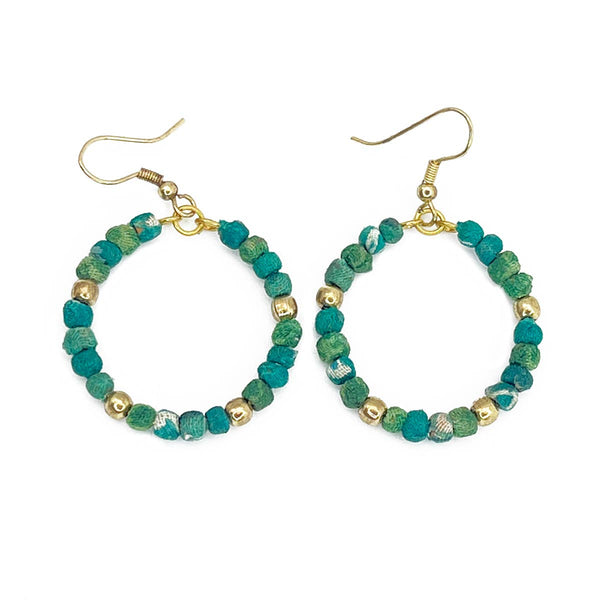 Aasha Seagrass Small Bead Hoop Earrings