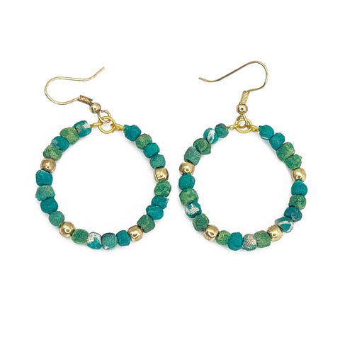 Aasha Seagrass Small Bead Hoop Earrings