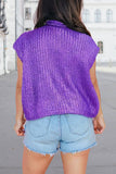 Mardi Gras Vibe Metallic Knit Sweater Wisteria