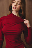 Mock Neck Long Sleeve Knit Top