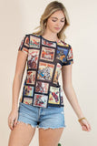 Western Cowboy Stamp Print T Shirt