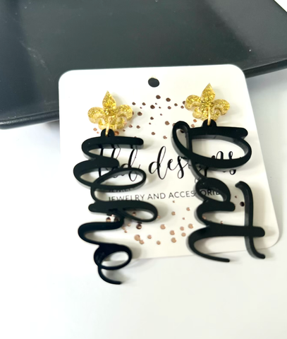 Who Dat Black + Gold Earrings