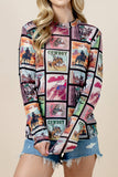 Karen Rodeo Wild  Mesh Print Top