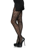 Leopard Net Tights: Black / One Size