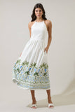 Senara Floral Triny Halter Neck Midi Dress