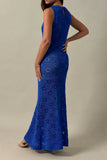 Sleeveless Crochet Effect Cover Up Maxi Dress