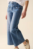 The Q2 Straight Leg Jeans with Front Pocket- Blue