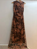 Italian Mesh Print High Neck Dress
