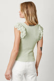 Mystree Flutter Crochet Sleeve Sweater